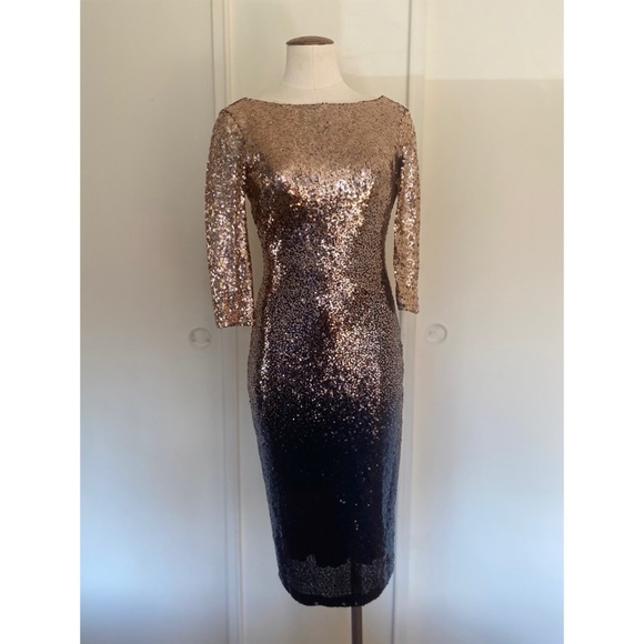 Premier Amour Dresses | 34 Sleeve Ombr Sequin Sheath Dres | Poshmark